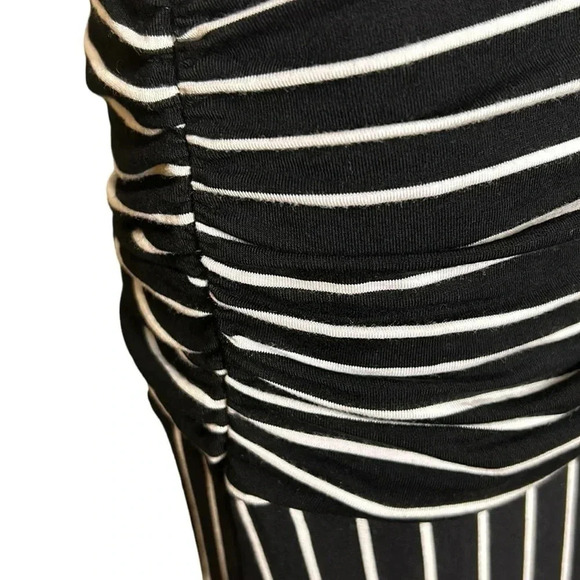 LNBF bamboo stripped,maxi dress,shirred women black &White Small. ,scoop EC - Picture 7 of 12